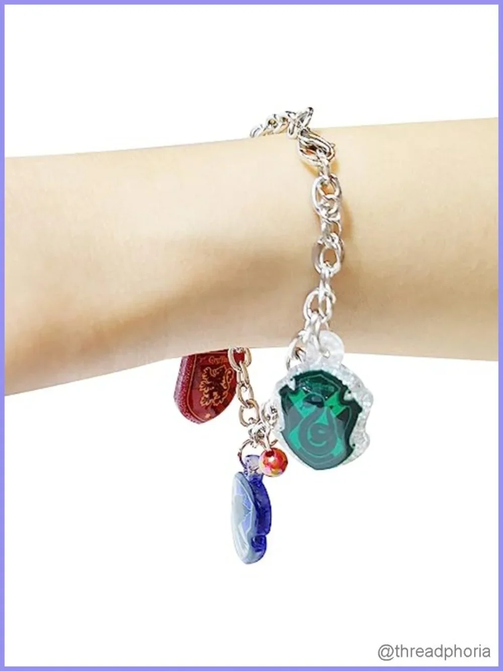 Harry Potter Charm Bracelet for Girls and Boys, Plastic Chain, 7 Inch, 4 Charms